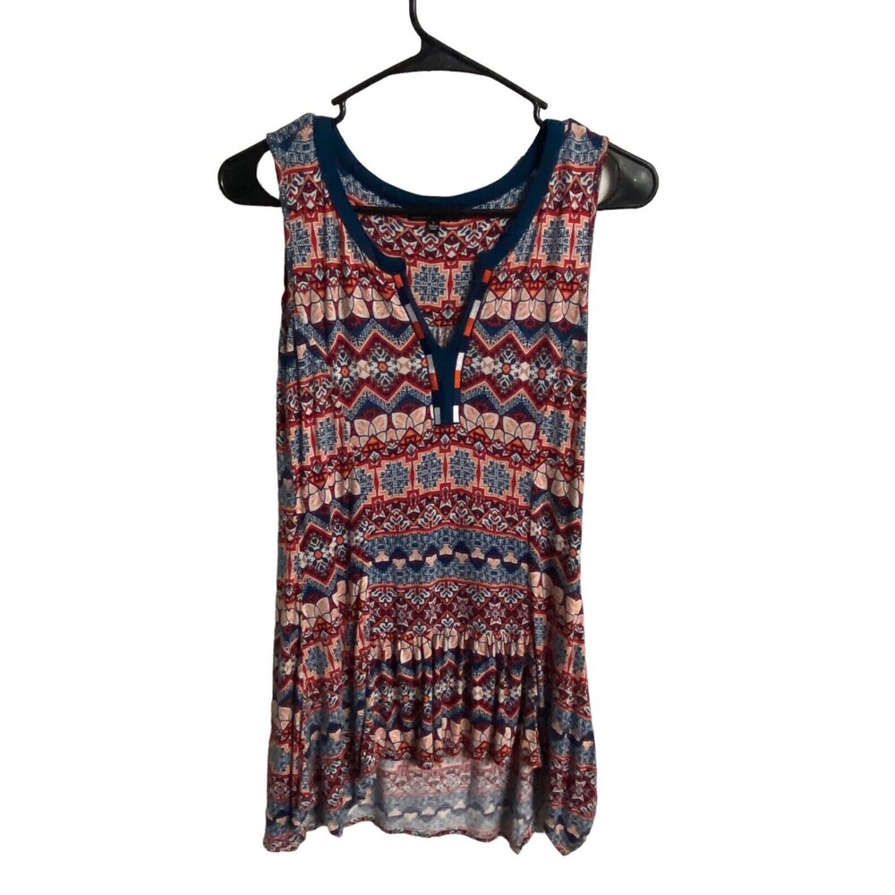 RBX Tank Top Womens Small Multicolored Aztec Print V Neck Casual Sleeveless